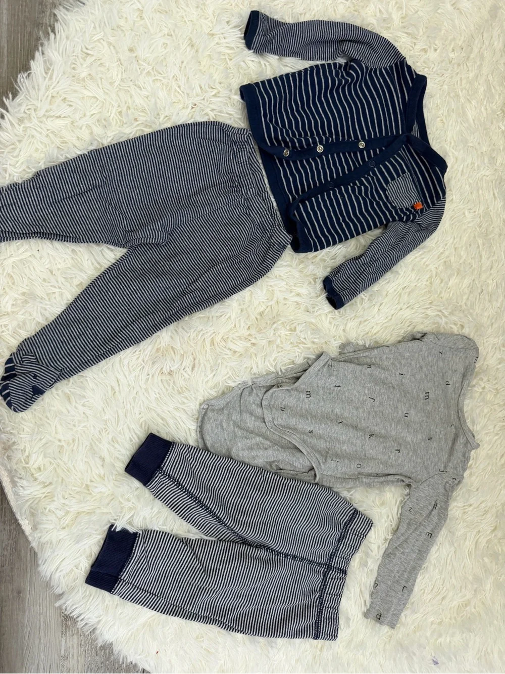Mixed Baby Bodysuits & Sleepers - Colorful Stripes and Navy Prints